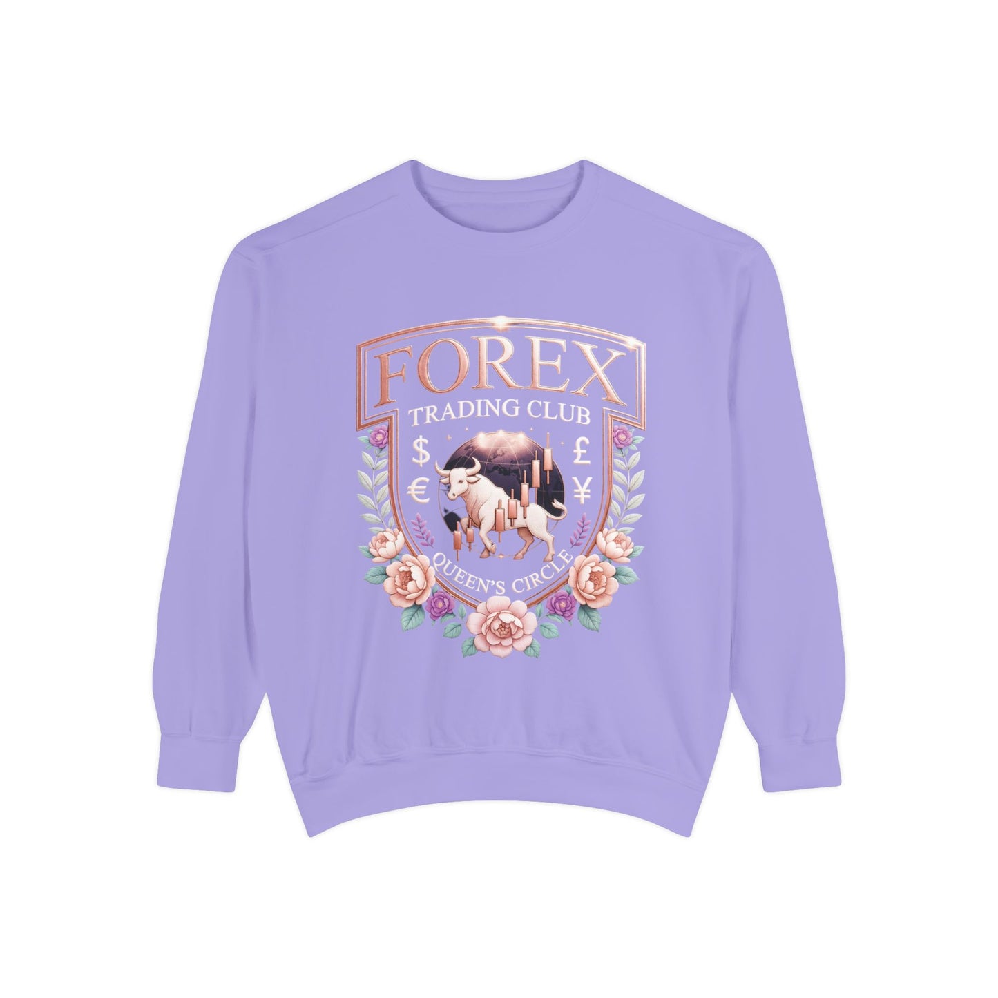 Forex Trading Club Sweatshirt — Bull & Floral 'Queen's Circle' Crewneck