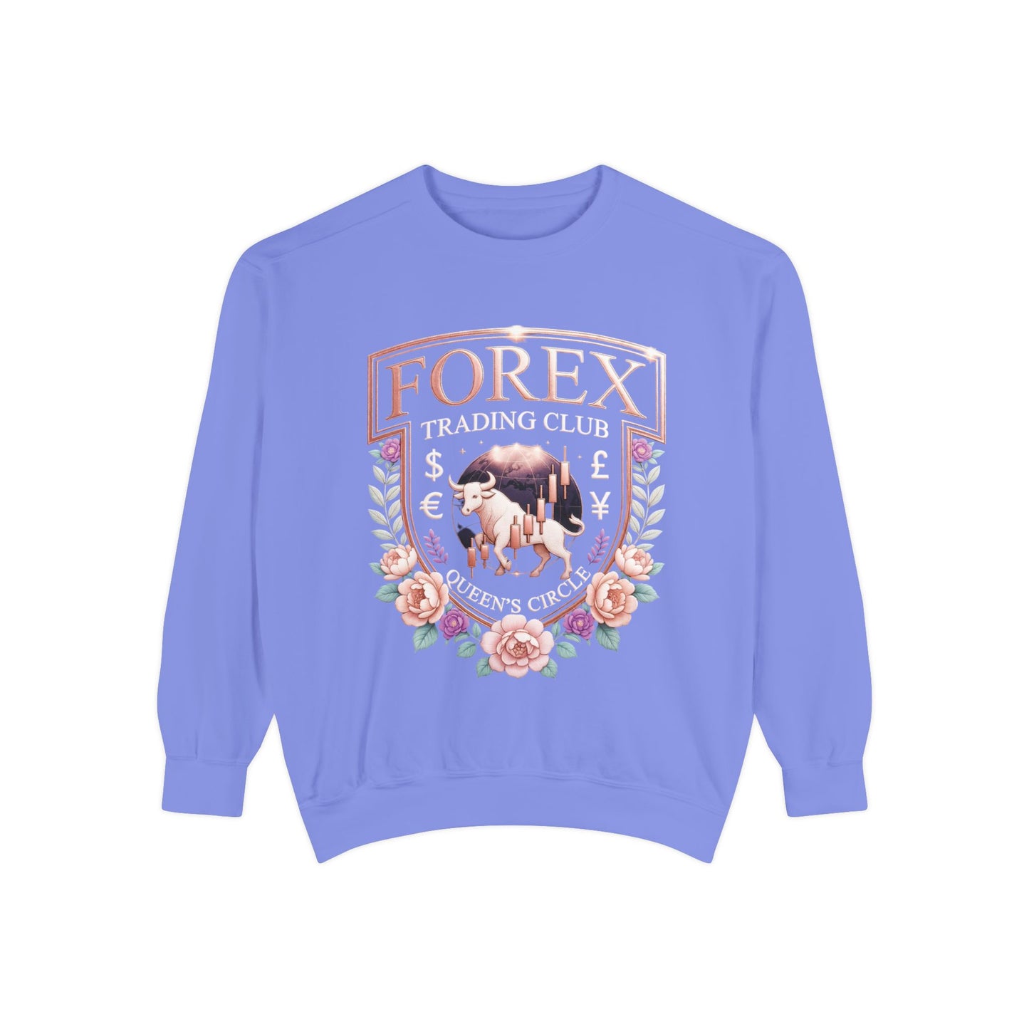 Forex Trading Club Sweatshirt — Bull & Floral 'Queen's Circle' Crewneck